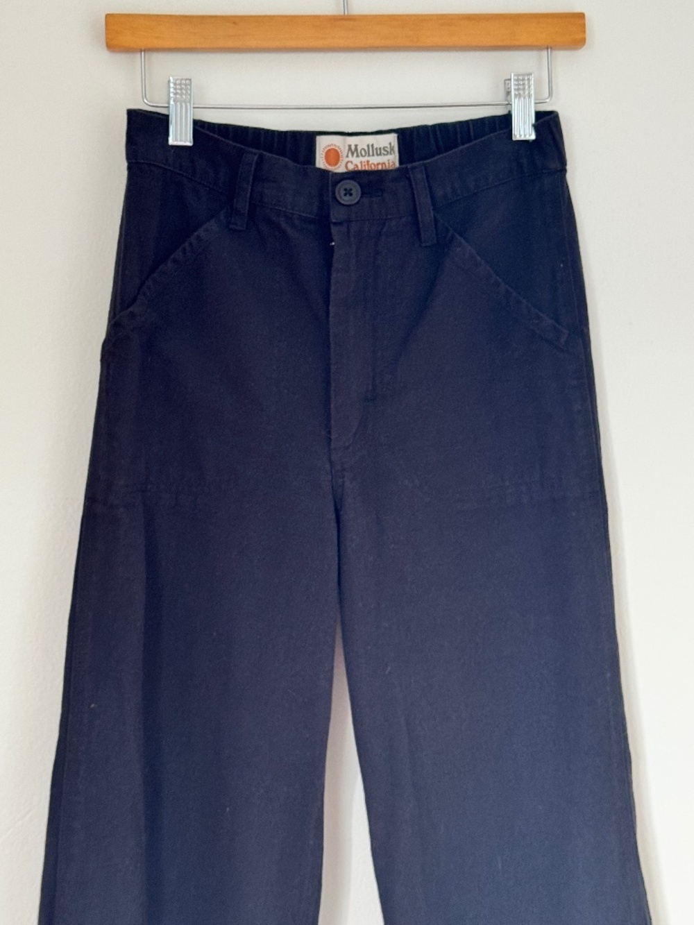 Navy Painter Cropped Wide Leg Pants by Mollusk